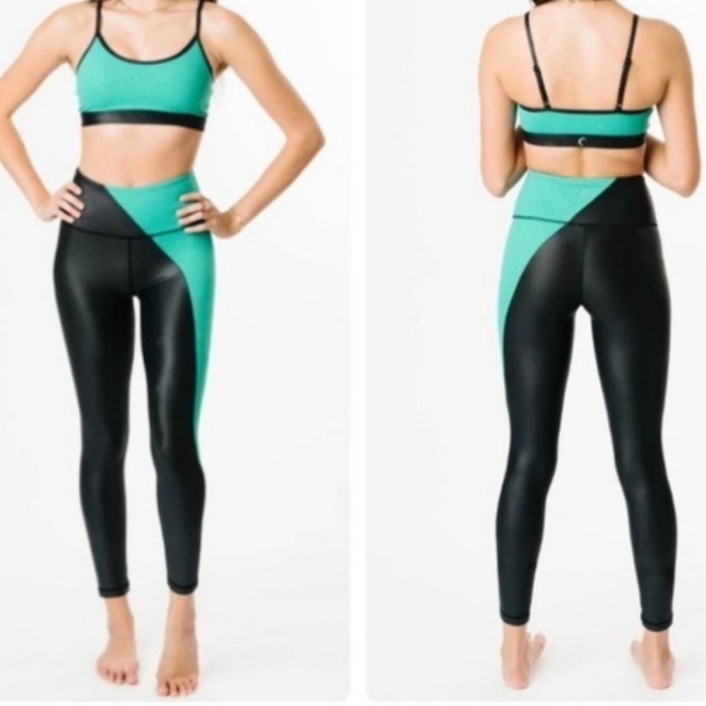 Zyia Active Jade River Stone Light N Tight Metallic Hi Rise Leggings size 2